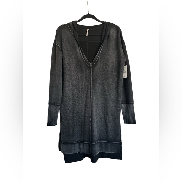 NWT Free People Queen of Hearts Tunic Washed Out Hoodie Dress Black Size XS - Picture 3 of 8